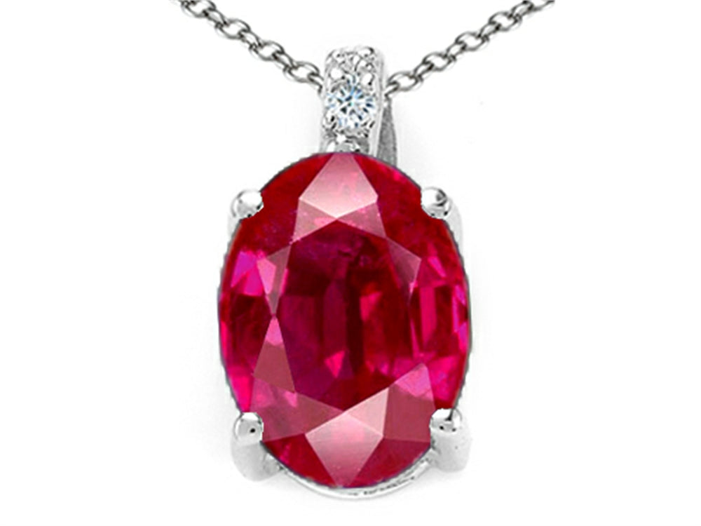 Tommaso Design Oval 10x8mm Created Ruby Pendant Necklace