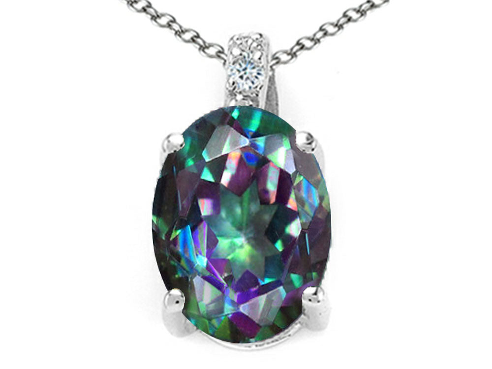 Tommaso Design Oval 8x6mm Rainbow Mystic Topaz Pendant Necklace