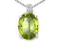 Tommaso Design Oval 8x6mm Genuine Peridot Pendant Necklace