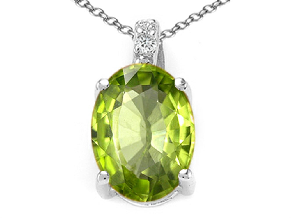 Tommaso Design Oval 8x6mm Genuine Peridot Pendant Necklace