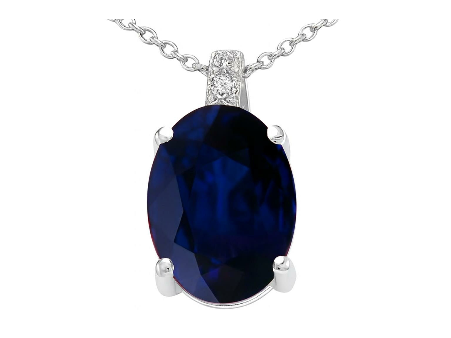 Star K Oval 8x6 mm Genuine Sapphire Pendant Necklace