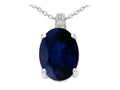 Star K Oval 8x6 mm Genuine Sapphire Pendant Necklace