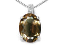 Tommaso Design Oval 8x6mm Genuine Smoky Quartz Pendant Necklace
