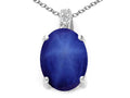 Tommaso Design Oval 10x8 mm Created Star Sapphire Pendant Necklace