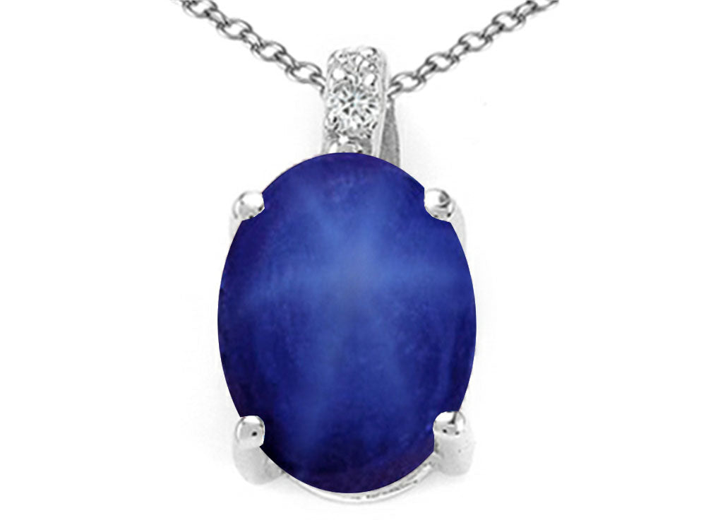 Tommaso Design Oval 10x8 mm Created Star Sapphire Pendant Necklace