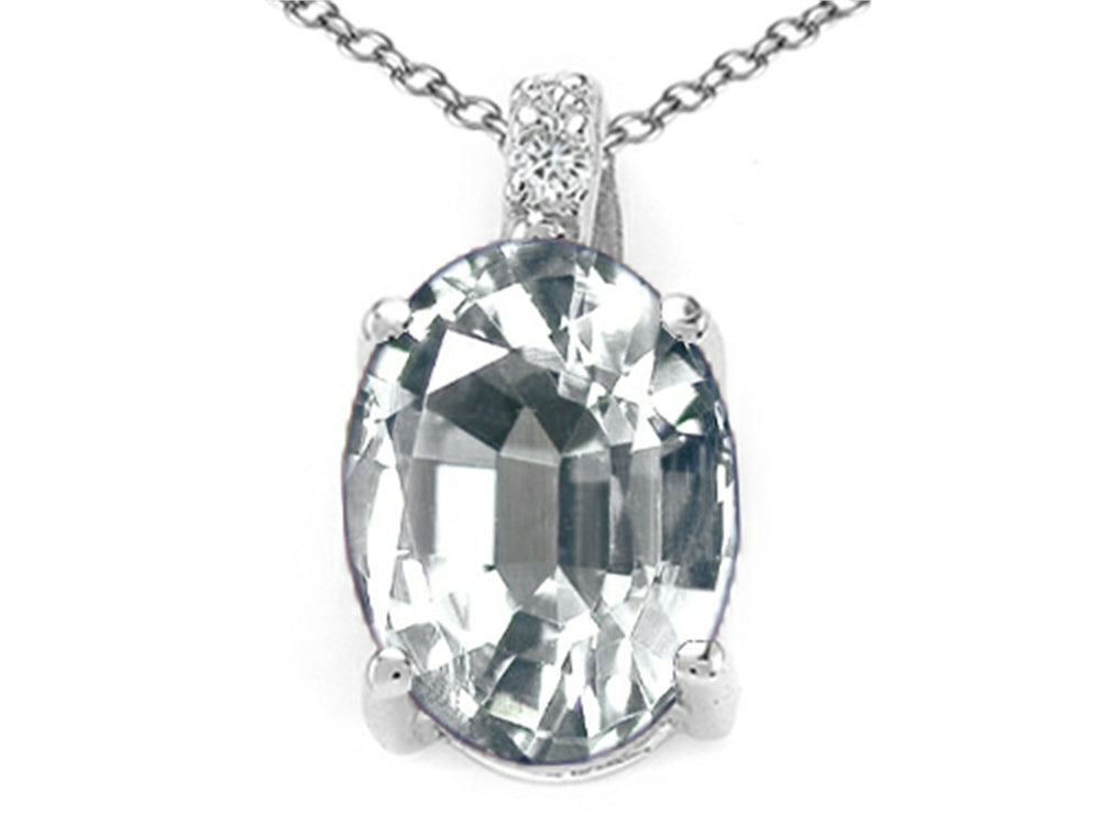 Tommaso Design Oval 8x6mm Genuine White Topaz Pendant Necklace
