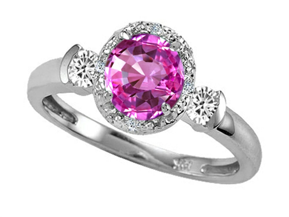 Tommaso Design Round 6mm Created Pink Sapphire And Diamond Ring