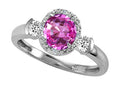 Tommaso Design Round 6mm Simulated Pink Tourmaline And Diamond Ring