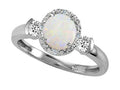 Tommaso Design Round 6mm Genuine Opal And Diamond Ring