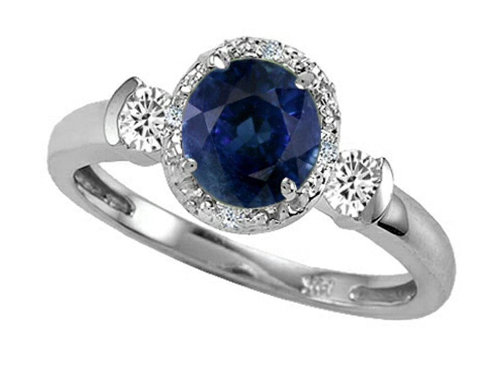 Tommaso Design Round 6mm Genuine Sapphire And Diamond Ring