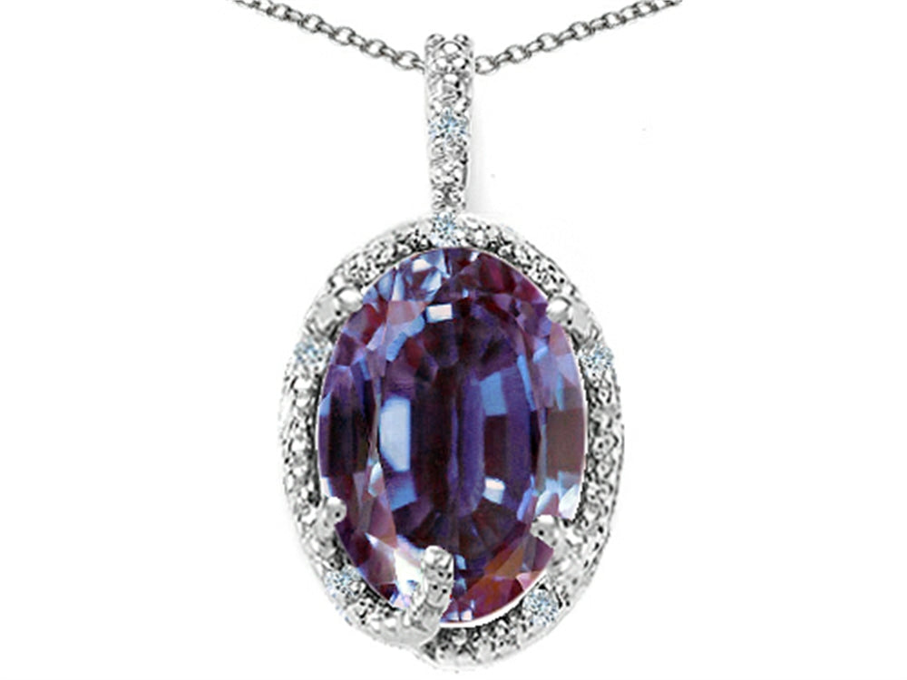 Tommaso Design Oval 10x8mm Simulated Alexandrite Pendant Necklace