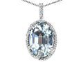 Tommaso Design Oval 10x8mm Genuine Aquamarine Pendant Necklace