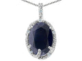 Tommaso Design Oval 10x8mm Genuine Black Sapphire Pendant Necklace