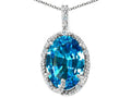 Tommaso Design Oval 10x8mm Genuine Blue Topaz Pendant Necklace