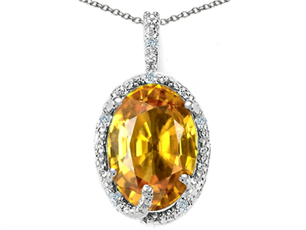 Tommaso Design Oval 10x8mm Genuine Citrine Pendant Necklace