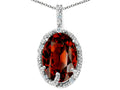 Tommaso Design Oval 10x8mm Genuine Garnet Pendant Necklace