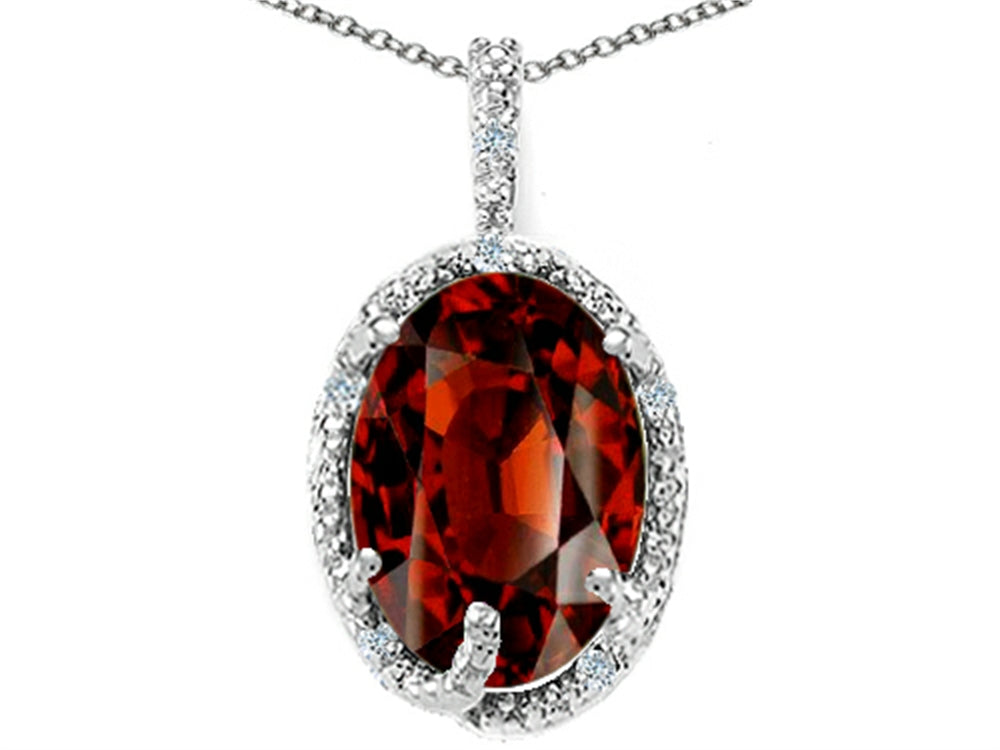 Tommaso Design Oval 10x8mm Genuine Garnet Pendant Necklace