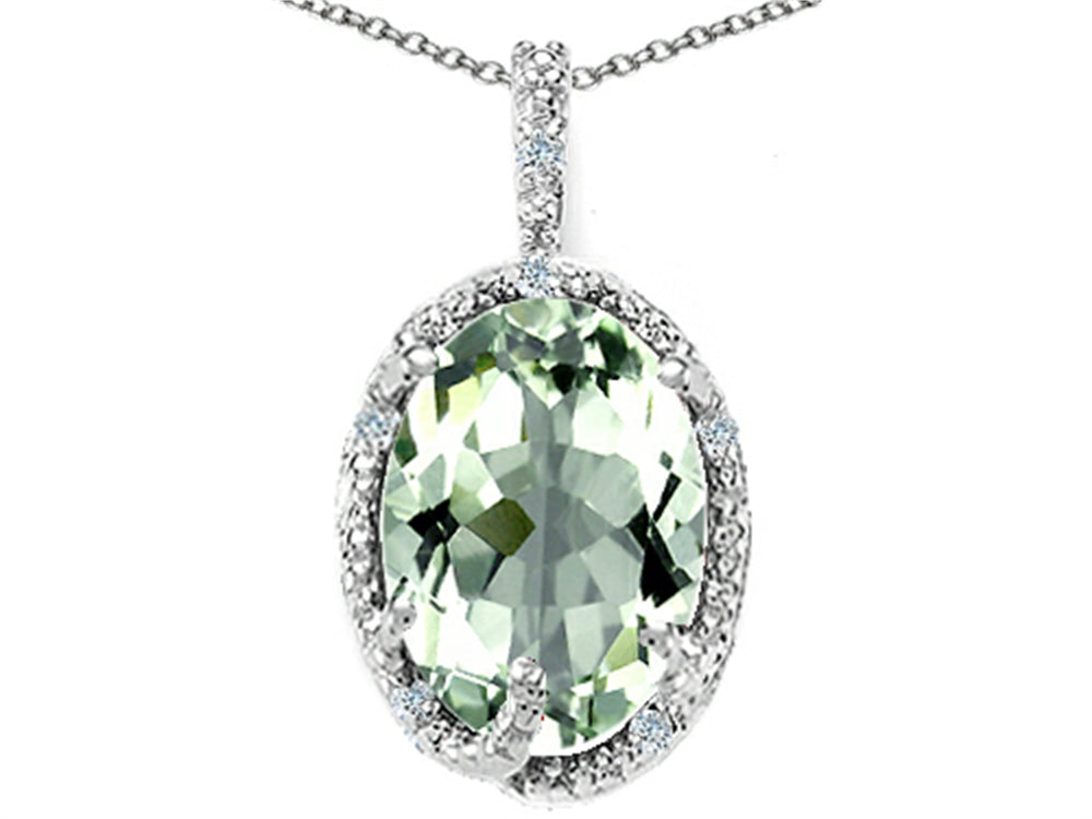 Tommaso Design™ Oval 10x8mm Green Amethyst Pendant Necklace