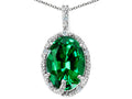Tommaso Design Oval 10x8mm Simulated Emerald Pendant Necklace