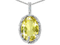 Tommaso Design Oval 10x8mm Genuine Lemon Quartz Pendant Necklace