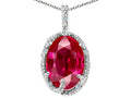 Tommaso Design Oval 10x8mm Created Ruby Pendant Necklace