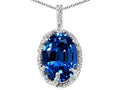 Tommaso Design Oval 10x8mm Created Blue Sapphire Pendant Necklace
