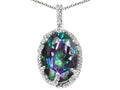 Tommaso Design Oval 10x8mm Rainbow Mystic Topaz Pendant Necklace
