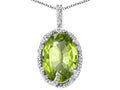 Tommaso Design Oval 10x8mm Genuine Peridot Pendant Necklace