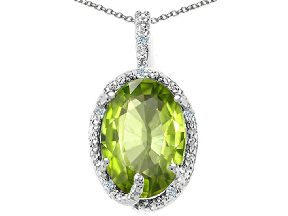 Tommaso Design Oval 10x8mm Genuine Peridot Pendant Necklace