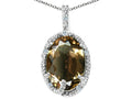 Tommaso Design Oval 10x8mm Genuine Smoky Quartz Pendant Necklace