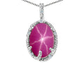 Tommaso Design Oval 10x8mm Created Star Ruby Pendant Necklace