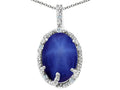 Tommaso Design Oval 10x8mm Created Star Sapphire Pendant Necklace