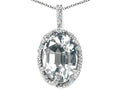 Tommaso Design Oval 10x8mm Genuine White Topaz Pendant Necklace