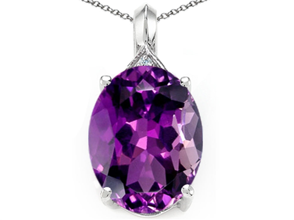 Tommaso Design Genuine Oval Amethyst Pendant Necklace