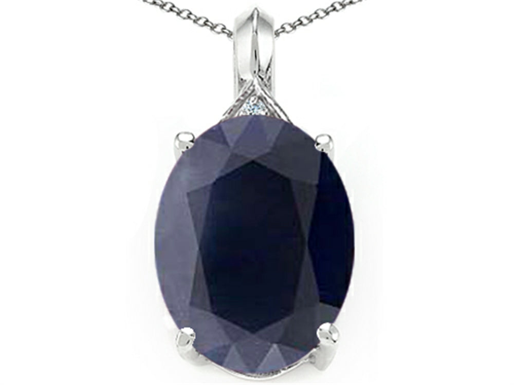 Tommaso Design Oval 12x10mm Genuine Black Sapphire Pendant Necklace