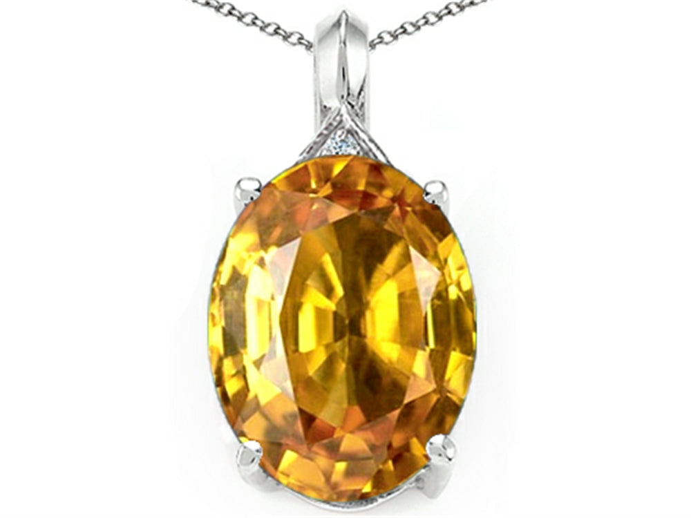 Tommaso Design Oval 12x10mm Genuine Citrine Pendant Necklace