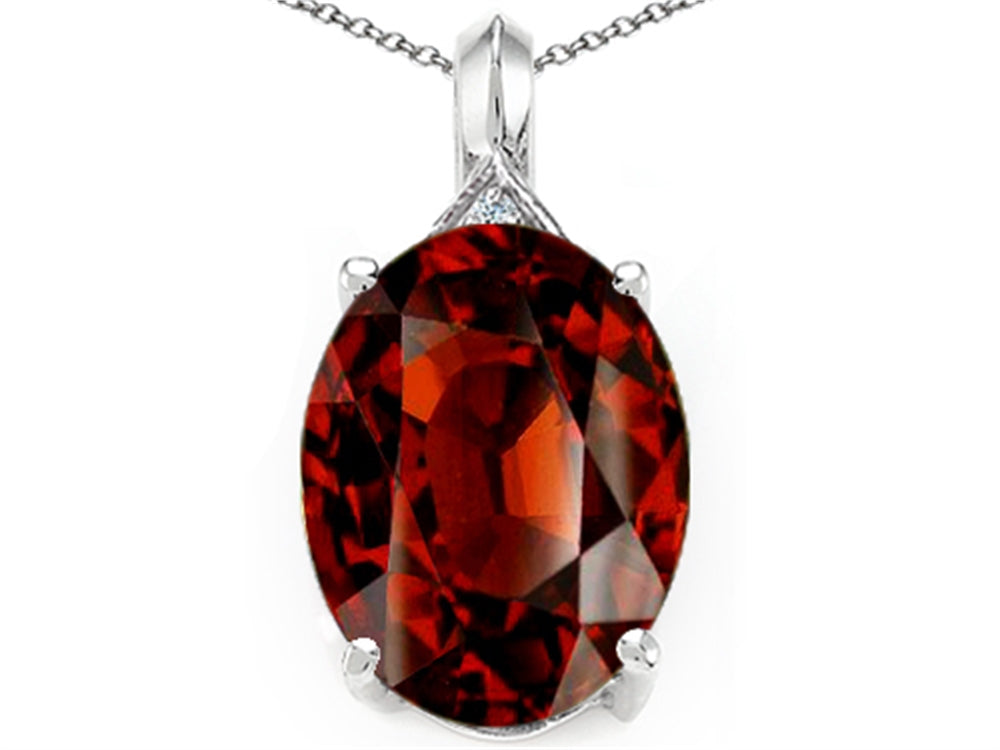 Tommaso Design Genuine Oval Garnet Pendant Necklace