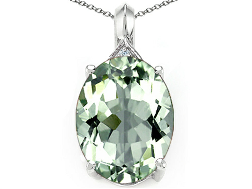 Tommaso Design™ Oval 12x10mm Green Amethyst Pendant Necklace