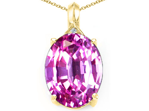 Tommaso Design™ Created Oval Pink Sapphire Pendant Necklace