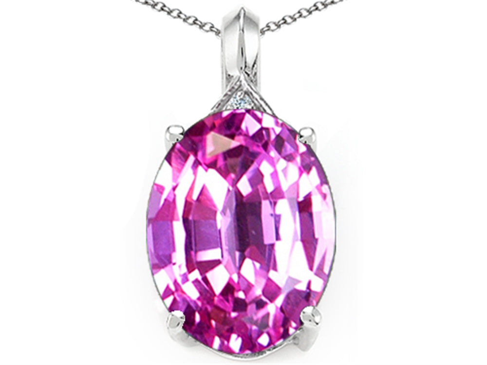 Tommaso Design™ Created Oval Pink Sapphire Pendant Necklace