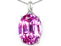 Tommaso Design Oval 12x10mm Simulated Pink Tourmaline Pendant Necklace