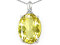 Tommaso Design Oval 12x10mm Genuine Lemon Quartz Pendant Necklace