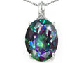 Tommaso Design Oval 12x10mm Rainbow Mystic Topaz Pendant Necklace