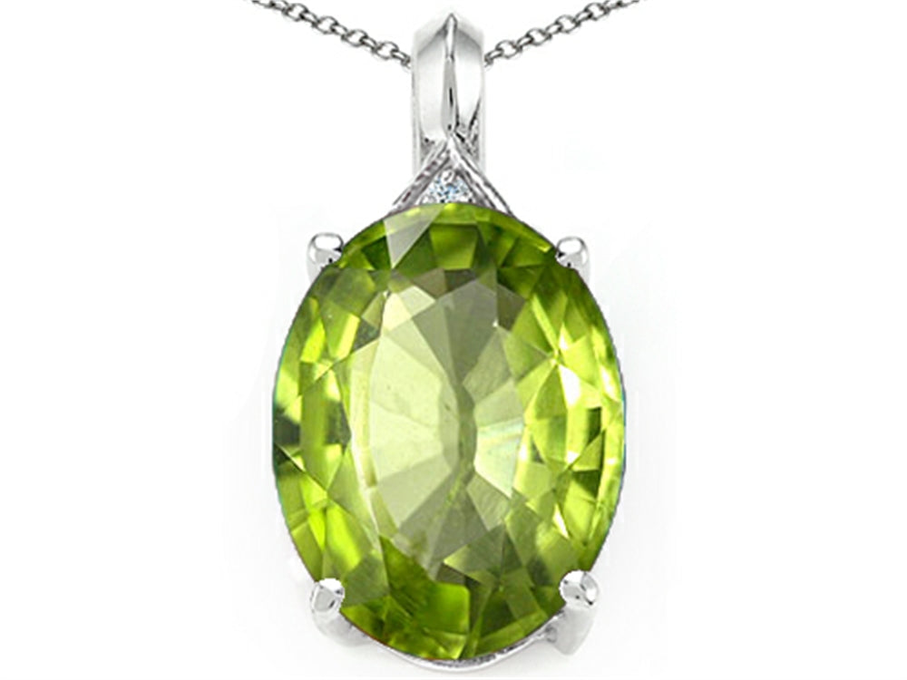 Tommaso Design Oval 12x10mm Genuine Peridot Pendant Necklace