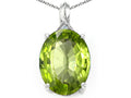Tommaso Design Oval 12x10mm Genuine Peridot Pendant Necklace
