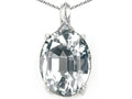 Tommaso Design Oval 12x10mm Genuine White Topaz Pendant Necklace