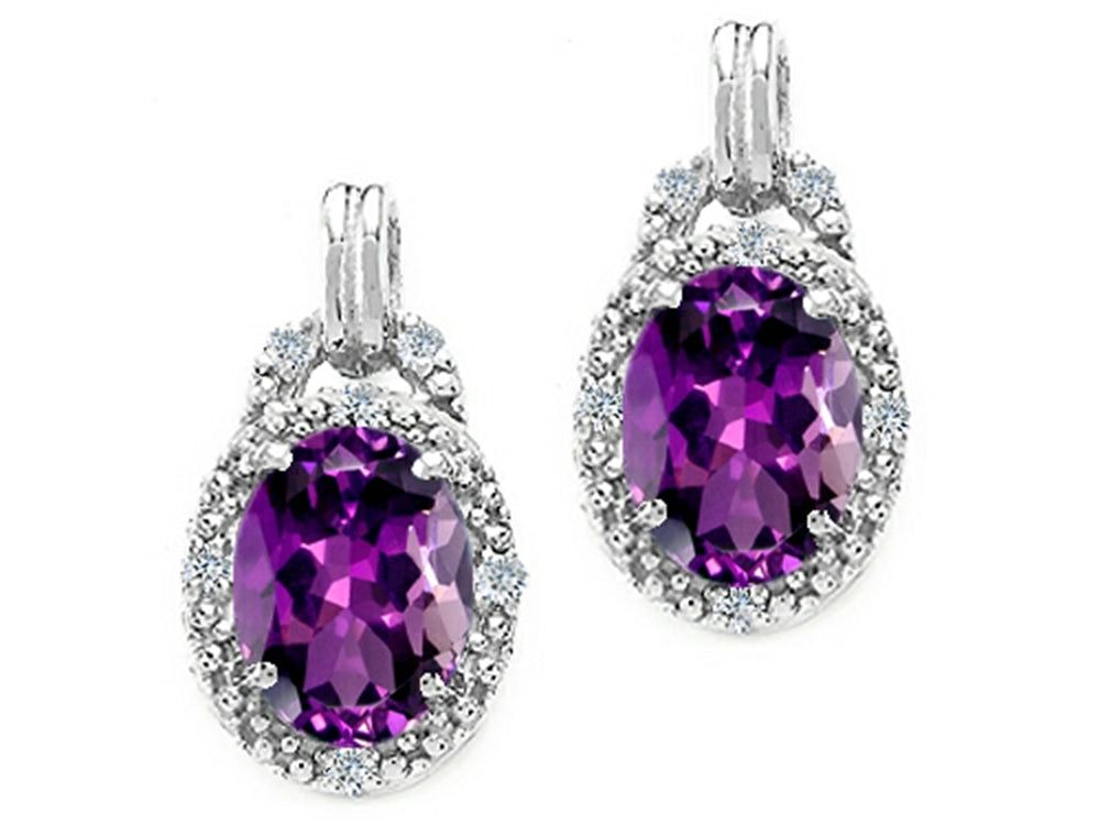 Tommaso Design Oval 8x6mm Genuine Amethyst Earrings