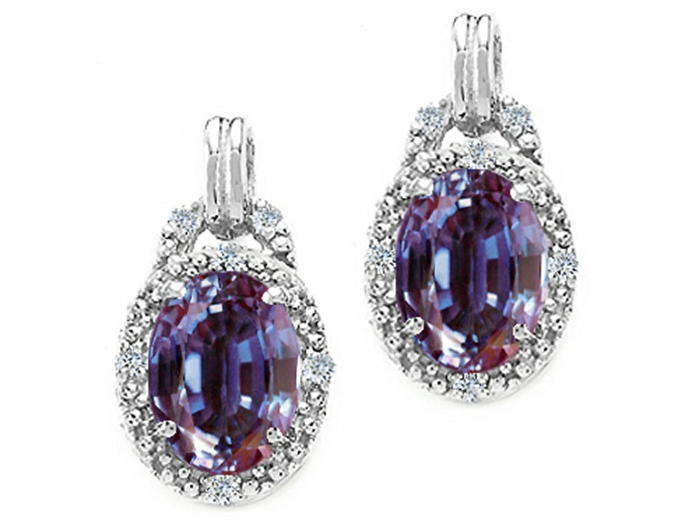 Tommaso Design Oval 8x6mm Simulated Alexandrite Earrings