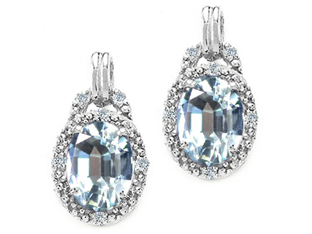 Tommaso Design Oval 8x6mm Genuine Aquamarine Earrings