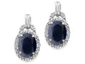 Tommaso Design Oval 8x6mm Genuine Black Sapphire Earrings